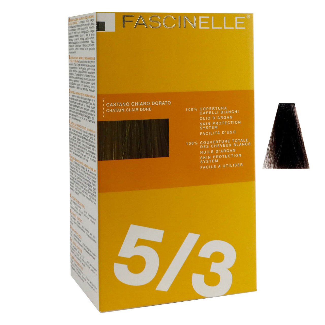 کیت رنگ مو فشینلی سری Golden مدل شاه بلوطي طلايي روشن شماره 5.3 کیت رنگ مو فشینلی سری Golden مدل شاه بلوطي طلايي روشن شماره 5.3